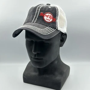 Hard Rock Cafe Black White Trucker Hat Mesh Back One Size Adjustable New - Picture 1 of 6