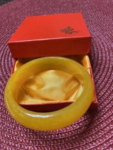 Retro Stone Bracelet Bangle 64mm Or 2.51 Inch Yellow - Picture 1 of 2