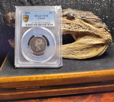 1899 CANADA 25c PCGS VF25. BOOK VALUE $130.🍁GRAB IT UP!  SOLD BY MUSTGO-SHOPPIN - Image 1 of 4