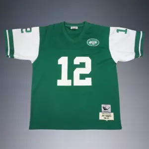 MITCHELL+NESS NEW YORK JETS #12 JOE NAMATH 1965-77 THROWBACK FOOTBALL JERSEY 56 - Picture 1 of 6