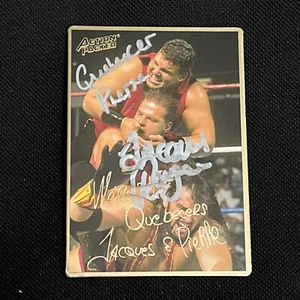 JACQUES & PIERRE THE QUEBECERS 1994 ACTION PACKED WWF SIGNED AUTOGRAPHED CARD - Picture 1 of 2