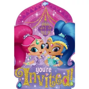 Shimmer and Shine Birthday Party Invitations Pack of 8 Kids Children Invites - Picture 1 of 1