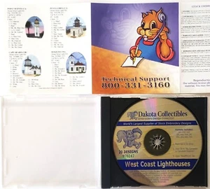 West Coast LIGHTHOUSES Embroidery Collection CD 20 Designs Dakota 970247 Tested - Picture 1 of 5
