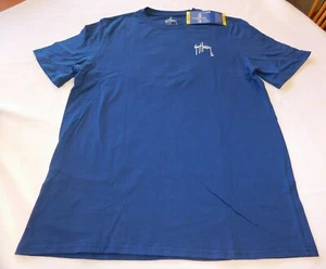 Guy Harvey Men's Short Sleeve Cotton Shirt Size M medium Estate Blue NWT - Picture 1 of 4