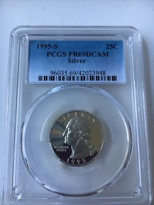 1995-S 25C Washington Quarter PCGS PR69DCAM 90% Silver 96035.69 - Image 1 of 4