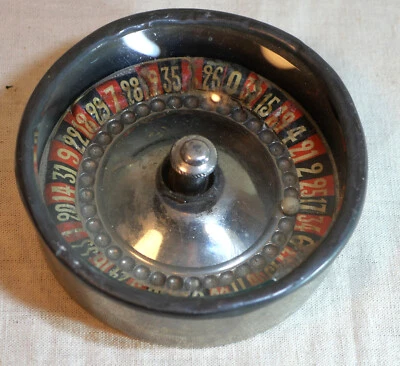 Jouet Ancien -  Petite roulette casino sous verre incurvé fin XIX - CAE25ROU001 - Photo 1/4