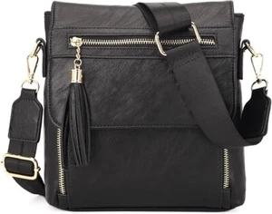 Bandolera Bolsos de Mano para Mujer Tamaño Mediano Cartera Multi Bolsillo Ajustable Negro - Imagen 1 de 9