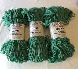 Columbia Minerva Calypso Germantown Worsted Wool Yarn 3 Skeins # 6701 Fern Green - Picture 1 of 3
