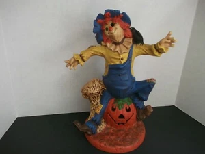 VTG CERAMIC HALLOWEEN,FALL SCARECROW ON JOL PUMPKIN 1977 BYRON MOLD 12 1/2" - Picture 1 of 10