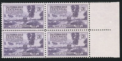US - 1948 California Gold Centennial Issue - SC# 954 Plate Block of 4 Mint NH OG - Image 1 of 2
