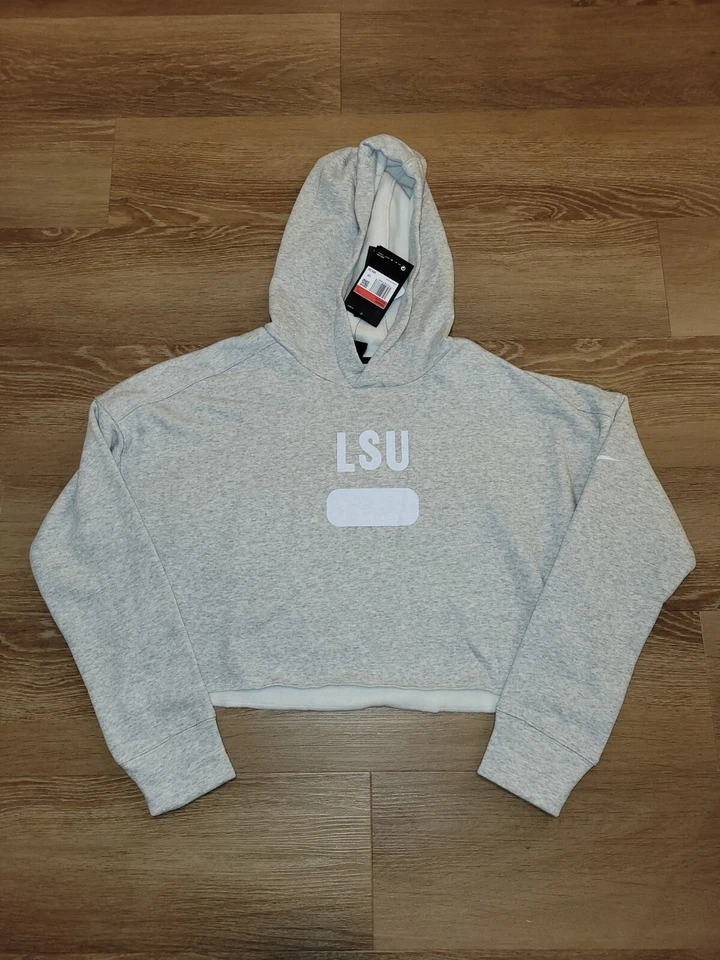 Nike LSU Size Medium Loose Fit Cropped Campus Hoodie DH3879-050 Out