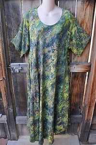ABITO TUNICA ART TO WEAR LAGENLOOK MADRAS IN NUOVO KIWI DI MISSION CANYON,OS! - Foto 1 di 4