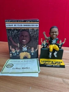 LeRoy Butler GB Packers Lambeau Leap Bobblehead AUTO - Imagen 1 de 2