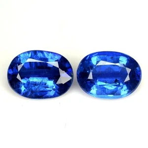 3,05 quilates y 8x6x4 mm_ Cianita natural azul sin calefacción ovalada 8x6 2 piezas piedras preciosas sueltas - Imagen 1 de 10