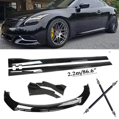 Front Bumper Lip Body Kit Spoiler Side Skirt Gloss Black For Infiniti G37S Coupe Foto 1 de 4