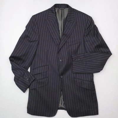 Blazer masculino Banana Republic 40R cinza listra de giz lã dois botões terno jaqueta - Imagem 1 de 4