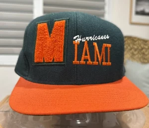 Vintage 90s Miami Hurricanes Nutmeg SnapBack Hat UM - Picture 1 of 8