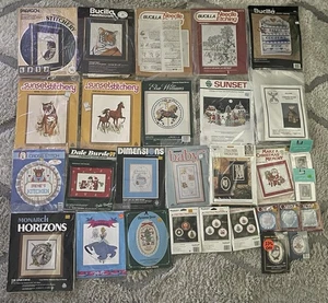 vintage cross stitch kit lot bucilla sunset stitchery dimensions monarch horizon - Picture 1 of 17