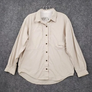 Royal Robbins Button Up Shirt Mens Medium Beige Go Everywhere Long Sleeve Hiking - Picture 1 of 11