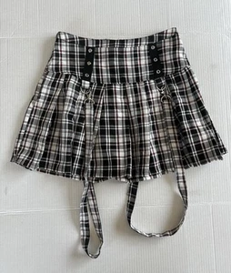 Hot Topic Black White Suspender Plaid Skirt Size Small Goth Punk Emo - Picture 1 of 7