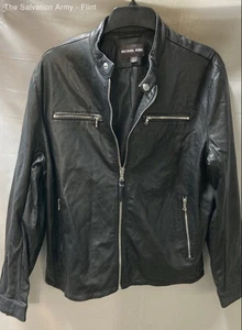 Michael Kors Mens Black Long Sleeve Full-Zip Motorcycle Jacket Size Large - Picture 1 of 6