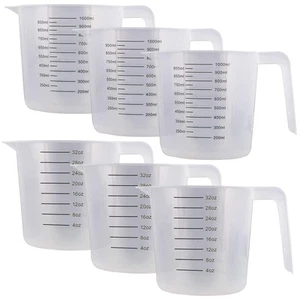 - 32 oz (1000 ml) Plastic Graduated Measuring Cups with Pitcher Handles (Pack... - Picture 1 of 6