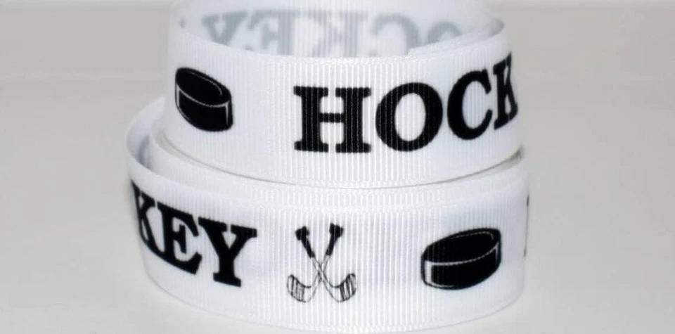 7/8" Hockey grosgrain 7/8" ribbon for bows wreaths 5 Yards ships free - Image 1 of 1