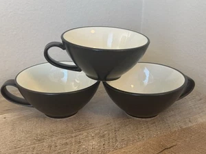 Crate & Barrel Kathleen Wills Tea Cups Coffee Black Set Of 3 Japan - Picture 1 of 9