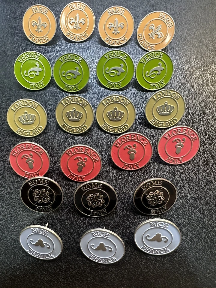 Ballard Designs City Push Pin Set of 20 Italy France England Multiple Colors - Image 1 of 4