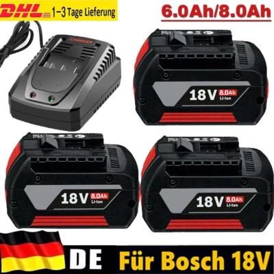 MARKENLOS 2X 18V 8.0Ah Akku für Bosch Professional GBA GSR GSB BAT618 BAT609 BAT620 DHL