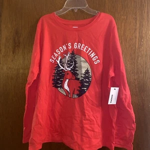Women’s Sonoma Christmas Top T Shirt Deer Season Greetings XXL New with Tags - Picture 1 of 4