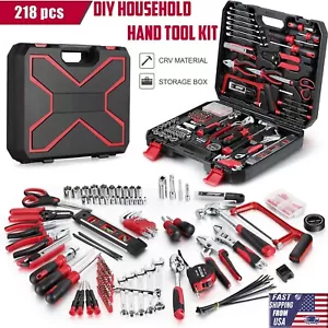 218Pcs Household Tool Kit Auto Repair Tool Set Socket Kit & Toolbox Storage Case - Picture 1 of 12