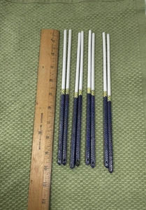4 pares de palillos de porcelana vintage chinos color oscuro azul y blanco - Imagen 1 de 4