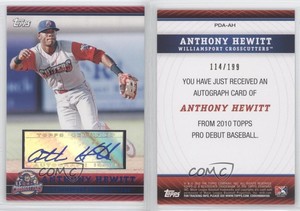 2010 Topps Pro Debut Prospect Auto Blue /199 Anthony Hewitt #PDA-AH Auto