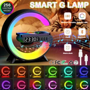 LED Lamp Smart G Bluetooth Speaker Wireless Charger RGB Alarm Clock Night Light - Picture 1 of 14