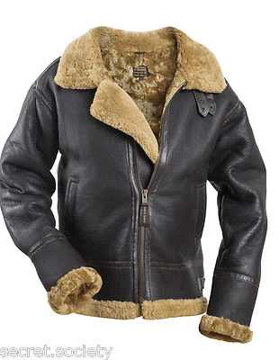 Schaffelljacke Fliegerjacke B-3 Lederjacke Winter Piloten Jacke Leder braun NEU - Bild 1 von 4