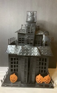 Large Halloween Haunted House Mansion Tealight Candle Holder Cat Pumpkin Owl - Picture 1 of 12