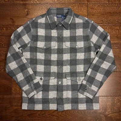 BNWT Polo Ralph Lauren Grey Plaid Wool Thicket Sweater Shacket Medium RRP £805 - Image 1 of 4