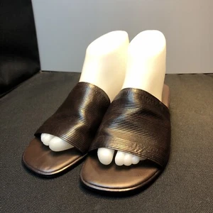 LN US8 UNISA BROWN LEATHER 1.5" HEELS SLIP ON CASUAL SANDALS SLIDES SHOES - Picture 1 of 12