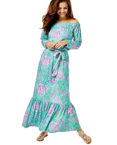 Lilly Pulitzer Odella schulterfreies Maxikleid Amalfi blau best neu mit Etikett Gr. XS - Bild 1 von 7