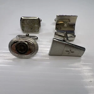 Lot Vintage Retro Mad Men Cufflinks Silver Coll Med Virid Mon Crest 50s 60s - Picture 1 of 7