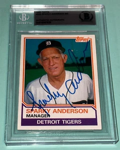 SPARKY ANDERSON Signed 1983 TOPPS Card #666 Beckett Authenticated BAS - Picture 1 of 2