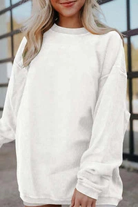 Sudadera de pana acanalada blanca de gran tamaño - Imagen 1 de 8
