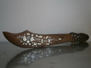 Sabre Bois Exotique Marqueté Nacre Indochine Vietnam Art Asie Ancien N°2 - Bild 1 von 9
