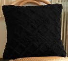 Black Fleece Cable Knit Throw Pillow Cover Winter Holiday Home Decor 18x18”