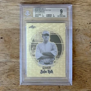 2019 Leaf Metal Babe Ruth Collection Gold Circle #1/1 BGS 9 Mint RARE Yankees - Picture 1 of 4