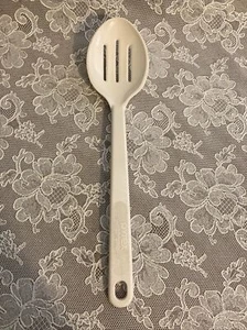 Vintage Pyrex Accessories Slotted Spoon #2115 White AS IS (melt mark) - Picture 1 of 9