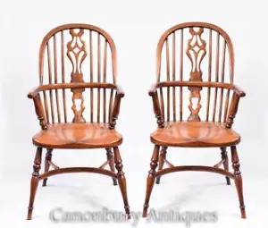 Pair Mini Kids Windsor Rustic Dining Chair Chairs Antique - Picture 1 of 12
