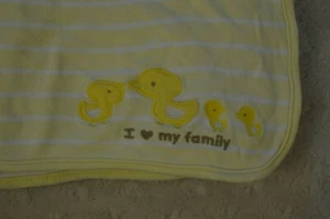 Child of Mine by Carter's Duck Baby Blanket Yellow Stripe I Love My Family Heart - Picture 1 of 9