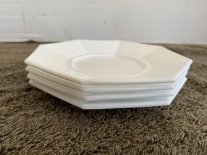 4 ARCOPAL France Octime White Milk Glass Octagon Bread Plate 5.5" Saucer   3A - Picture 1 of 4